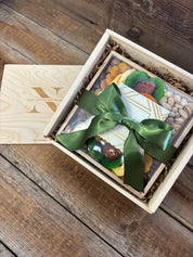 California Dried Fruit & Pistachio Wood Gift Box with Luxe Chocolate - Nifty Package Co