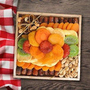 California Dried Fruit & Pistachio Wood Gift Box with Luxe Chocolate - Nifty Package Co