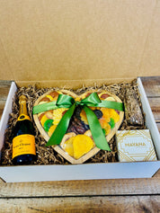 Heart - Shaped Kosher Dried Fruit Gift Tray & Veuve Clicquot Champagne | Nifty Package Co - Nifty Package Co