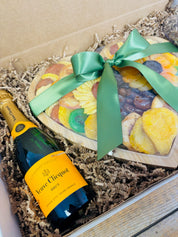 Heart - Shaped Kosher Dried Fruit Gift Tray & Veuve Clicquot Champagne | Nifty Package Co - Nifty Package Co