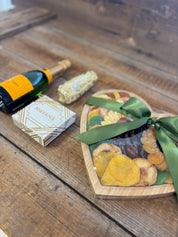 Heart - Shaped Kosher Dried Fruit Gift Tray & Veuve Clicquot Champagne | Nifty Package Co - Nifty Package Co