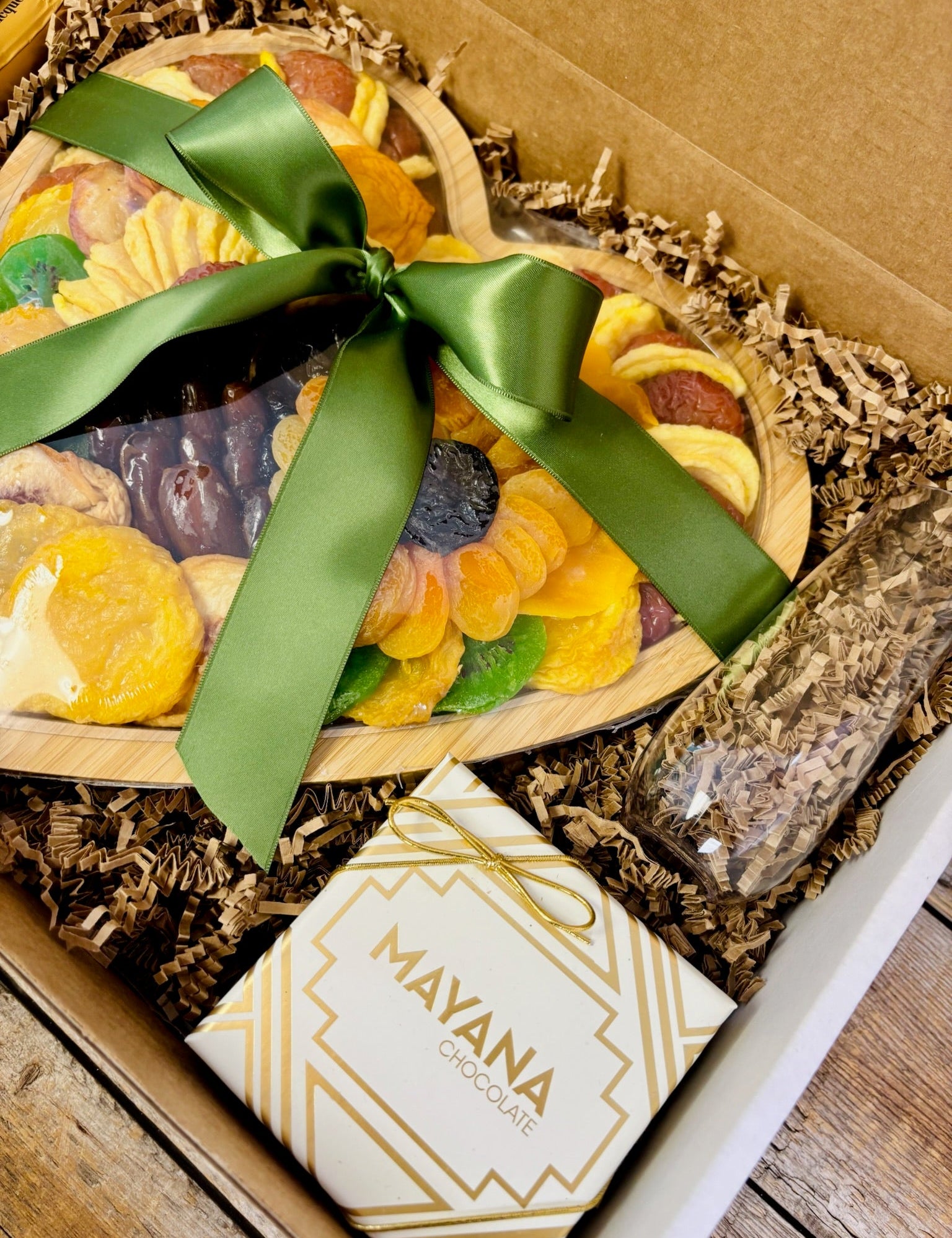 Heart - Shaped Kosher Dried Fruit Gift Tray & Veuve Clicquot Champagne | Nifty Package Co - Nifty Package Co