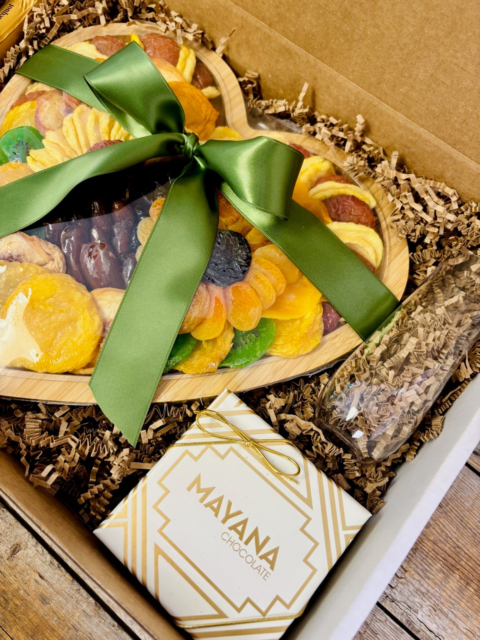Heart - Shaped Kosher Dried Fruit Gift Tray & Veuve Clicquot Champagne | Nifty Package Co - Nifty Package Co