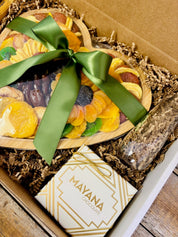 Heart - Shaped Kosher Dried Fruit Gift Tray & Veuve Clicquot Champagne | Nifty Package Co - Nifty Package Co
